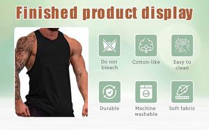 Débardeur décontracté de gymnastique d'été pour hommes 100% coton à séchage rapide débardeur de musculation grande taille pour les événements sportifs - Product Image 5