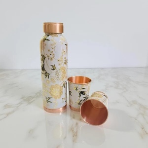 Bouteille d'eau en cuivre de style vintage avec motif palmier, style bohème, gourde de voyage portable - Product Image 5