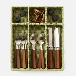 Rattan <b>kitchen</b> drawer <b>tray</b> for cutlery organizer hand woven section <b>trays</b> silverware holder - Product Image 3