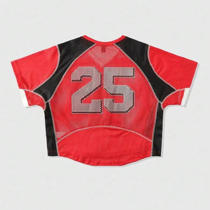 T-shirts personnalisés de haute qualité avec logo imprimé, col en V, coupe ample, style basket-ball, football, maillot de foot en mesh pour hommes - Product Image 1