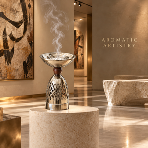 Metalwork Wood Accent Bakhoor Burner | Stainless Steel Arabic Oud Incense Holder Islamic <b>Home</b> Decor Ramadan Eid <b>Gift</b> Luxury <b>Gift</b> - Product Image 3