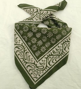 Wholesale 53x53cm 100% Soft Cotton Hand Block Print Bandana <b>Scarf</b> Green <b>Square</b> Floral Head Wrap Breathable Durable Spring Summer - Product Image 6