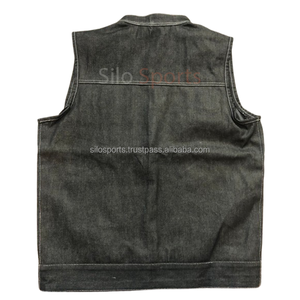 Silo Sports 2025 OEM Best Selling Premium <b>Black</b> Denim <b>Vest</b> <b>Men's</b> Plus-Size Front Pockets Sleeveless High Street Eco-Friendly - Product Image 2