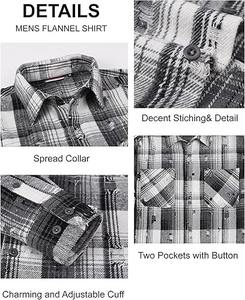 Chemise en flanelle à carreaux vintage noir et blanc avec deux poches poitrine, manches longues, boutonnée, décontractée, en coton - Product Image 4