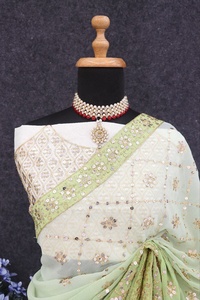 NEW BOLLYWOOD INDIAN PAKISTANI STYLE FANCY LEHENGHA CUM SAREE SEQUENCE EMBROIDERED WORK CHOLI Lightweight Soft Georgette Heavy - Product Image 6