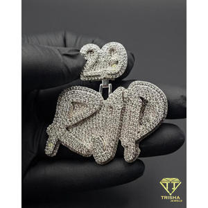Moissanite Diamond <b>Iced</b> Out " RJP" Necklace Hip Hop Pendant Bling <b>Chain</b> Luxury Statement Jewelry Gift - Product Image 4