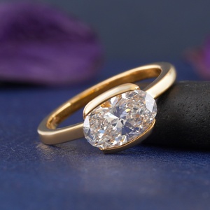 Anillo Solitario con Diamante Cultivado en Laboratorio de 2.00 CT, Corte Pera, Biselado, Oro de 14K, Certificado IGI, Anillo de Compromiso, Boda, Aniversario, Ajustable - Product Image 1