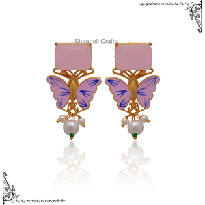 Nueva llegada de latón bohemio chapado en oro pendientes de piedra de moda flor Stud mujeres indias joyería bodas fiestas compromisos - Product Image 2