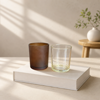 Contenants en verre de luxe personnalisés, brun givré, coupelles à bougies en verre, coupelles parfumées pour hôtel avec logo imprimable