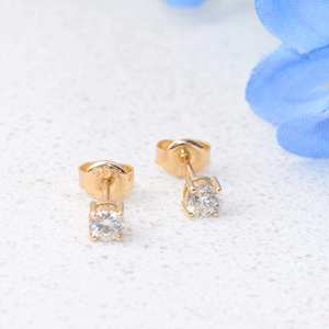 0.20 TCW Fine Tiny Round Lab Grown Diamond Stud 925 Silver Solitaire Wedding Bridal Screw <b>Back</b> Minimalist Women's <b>Earrings</b> - Product Image 1