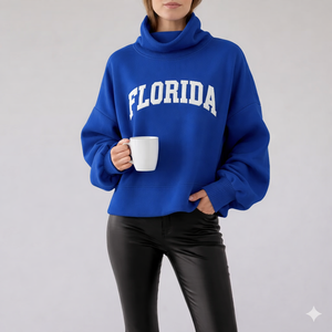 Women Breathable Anti-shrink Autumn/Winter Loose Fit Mockneck Fleece <b>Sweatshirt</b> Oversize Casual <b>Long</b> Sleeve Fashion Wear - Product Image 2