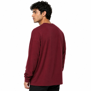 T-shirt à manches longues pour homme, style printemps-été, col en V, surdimensionné, tricoté, style sportif décontracté, respirant - Product Image 5