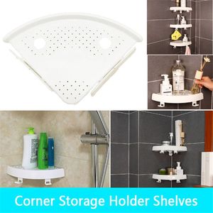 Mensola Angolare da Bagno Bianca Taglia Unica, Organizzatore da Parete in Ferro con Ganci Senza Tracce, Facile Installazione per Casa e Cucina - Product Image 1