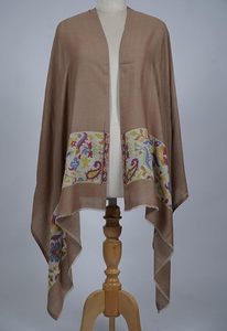 Châle en cachemire et laine fine VIC pour femme, usage quotidien hivernal, élégant, bordure florale tissée, doux, chaud, de qualité supérieure, 70x200cm - Product Image 3