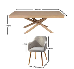 Ensemble de table à manger rectangulaire en teck massif A Casa do Porco, style minimaliste - Product Image 6