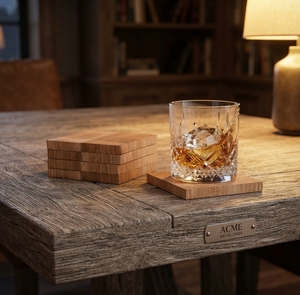 Pure Wood <b>Drink</b> <b>Coasters</b> in Modern Walnut with Natural Finished Modern Design Perfect for Home Restaurant Table Accessory - Product Image 5