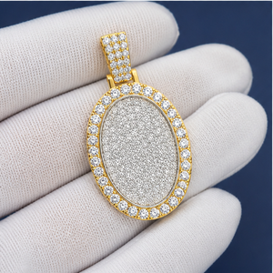 925 Silver <b>Gold</b> Plated Custom Fine Necklace Charms Lab Grown Diamond Bling Pillow Oval Geometric Shape Trendy Children's <b>Pendant</b> - Product Image 3