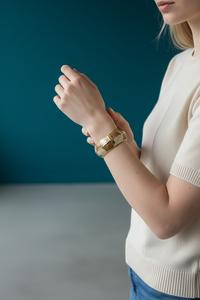Best Selling Luxury Fashion Jewelry Gold Plated Vintage Cuff <b>Bracelet</b> Acrylic Stainless Steel <b>Adjustable</b> Bangle for Women Gifts - Product Image 5
