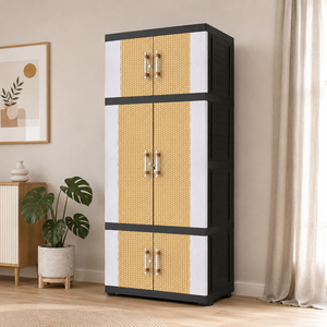 Naiba Fit Pro Plastic Cabinet/Wardrobe with Beige Flat Panel Hinged Doors for Clothing and Bedroom Storage - Product Image 1