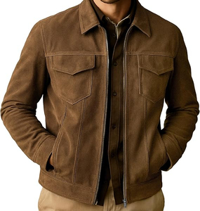 Chaqueta Varsity de Gamuza de Lujo para Hombre – Chaqueta Urbana Moderna con Acabado de Tela Premium Cómodo, Gamuza Marrón Clásica - Product Image 4