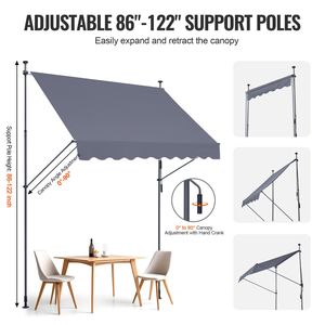 Tenda da Sole Retrattile per Patio Sunsetter 98 x 47 Pollici, Tettoia Parasole Manuale con Manovella per Esterni - Product Image 5