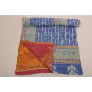 Vintage Cotton Gudri <b>Quilt</b> Hand Stitched Kantha Bedspread Reversible Throw for Bedroom and Living Room - Product Image 6
