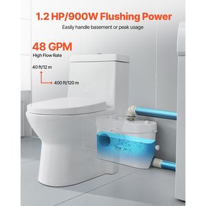 900W Macerator <b>Pump</b> with 48 GPM Flow 40 Ft/12 m Head Sewerage Toilet Water Inlet 4 for <b>Waste</b> Water Disposal Laundry Appliances - Product Image 3