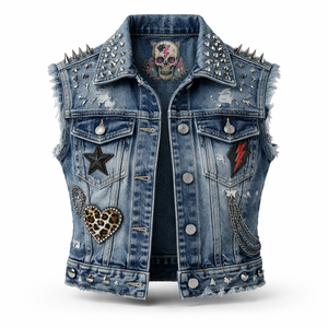 Chaleco Vaquero con Tachuelas Personalizado al por Mayor para Mujer - Pedidos al por Mayor de Calidad Premium, Suministro de Fabricante OEM - Product Image 1