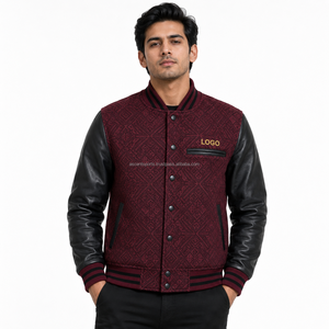 Blouson universitaire pour homme, blouson de baseball personnalisé, blouson bomber universitaire en gros pour homme, avec manches en cuir et broderie de patch - Product Image 1