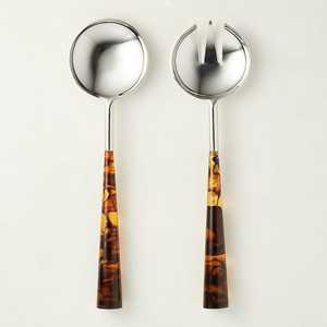 Juego de cubiertos de resina transparente con mango dorado, juego de cubiertos de acero inoxidable, cuchillo, tenedor, cuchara para postre, vajilla para hotel y restaurante - Product Image 2
