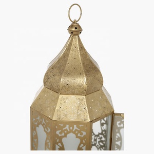 Wholesale 2026 Latest <b>Large</b> Gold Frost Glass Metal Candle Holder Moroccan <b>Lantern</b> for Floor Decorations - Product Image 4