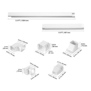 Copertura per Tubi di Condizionatori Mini Split in PVC Decorativo, 3 Pollici di Larghezza, 15,8 Piedi di Lunghezza, per 4 Condotti Diritti, Uso Domestico - Product Image 2