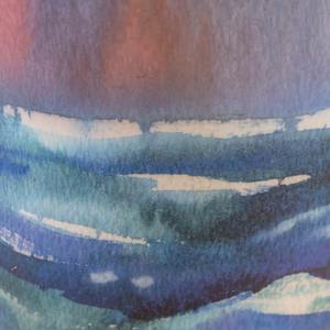 Urna Funeraria Waves de Aluminio para Adultos con Diseño de Atardecer en Acuarela, Color Blanco, Capacidad de 200 Pulgadas Cúbicas, Estilo Americano - Product Image 2