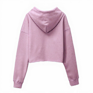 Sweat à capuche court avec cordon de serrage |   Sweat-shirt décontracté à épaules tombantes pour femmes, sweat-shirt à capuche moderne pour femmes - Product Image 3