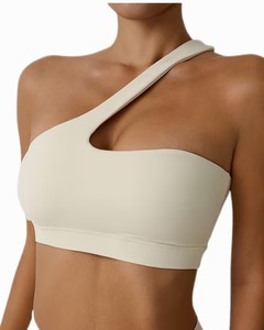 Women Sport <b>Crop</b> <b>Top</b> Asymmetrical Keyhole Backless Gym Wear High Elastic Running Athletic Vest Removable Pads Wholesale Clothing - Product Image 1