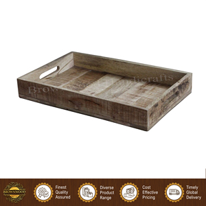 Fabricant leader de plateaux de service rectangulaires en bois décoratifs faits à la main de haute qualité au design moderne avec poignées, lot de 3 - Product Image 4
