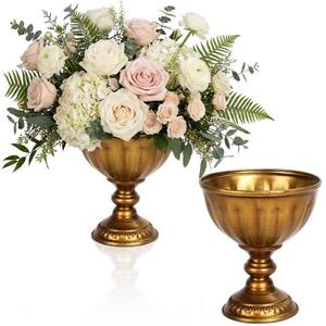 Luxury Gold Plated Metal Vase Set of 2 Modern Glam <b>Artificial</b> <b>Flower</b> Pots for Indoor Desktop Table Decor Wholesale - Product Image 4