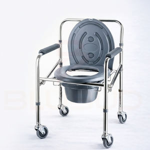 Silla de Inodoro Clásica con Altura Ajustable y Ruedas, Cubeta Extraíble para Ancianos y Pacientes con Discapacidad, Asistencia para el Baño - Product Image 1