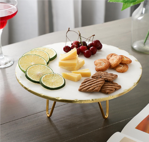 Base para Pastel de Mármol con Soporte de Latón, Piedra Gris, Elegante y Lujosa Base para Cupcakes de Mármol Blanco - Product Image 4