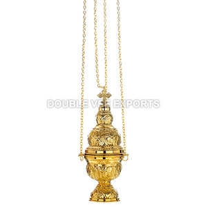 กระถางธูปทองเหลืองมี4โซ่ | เตาธูปในโบสถ์ออร์โธดอกซ์-ส่งออกวี่คู่ - Product Image 2