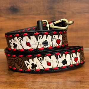 Custom Handmade New Aces Design Cowhide Leather <b>Camera</b> Shoulder <b>Straps</b> High Quality Hand Tooled Replacement Crossbody Bag <b>Straps</b> - Product Image 3