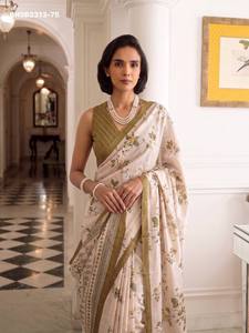Magnifique collection de saris et chemisiers en soie Tussar avec imprimé floral numérique et bordure unie – Fournisseur mondial d'exportation de mode féminine - Product Image 5