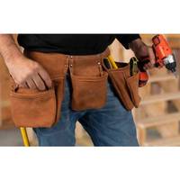 Sac de ceinture à outils multifonction en cuir véritable fermeture à glissière pour charpentier électricien Construction utiliser taille extensible OEM