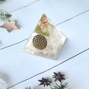 Handmade Crystal Pyramid <b>Orgonite</b> With Inlayed Symbol Home Decoration Feng Shui Stone Craft - Product Image 2
