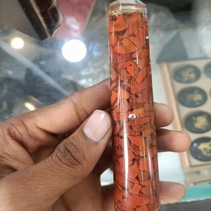 Varita de orgón de jaspe rojo con símbolo de chakra de reiki, varita curativa con chips de piedras preciosas de alta calidad para sanación y energía. - Product Image 1