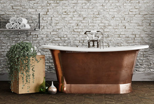 Sandringham CopperBath Green Extérieur avec intérieur en cuivre rustique Complément parfait pour les salles de bain à remous - Product Image 5