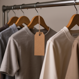 Etichette Ilan 2,5x5,5 cm in carta kraft con cordino, 12 pezzi per etichettatura di capi d'abbigliamento - Product Image 3