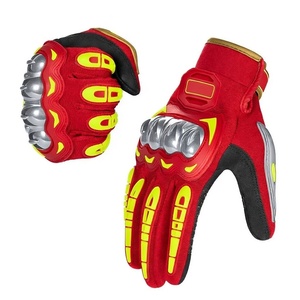Heavy Duty Leather Motorcycle <b>Gloves</b> Hard Knuckle Guard Breathable Mesh Motorbike Riding Protective <b>Gloves</b> for Men - Product Image 2