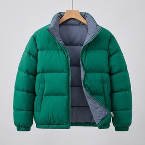 Chaqueta Acolchada Reversible para Hombre, Verde Gris, Dos Tonos, Acolchado Aislante, Abrigo de Invierno, Chaqueta Plegable para Exteriores - Product Image 2