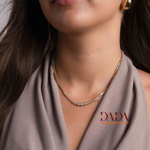 Collar de Tenis Clásico con Diamantes para Mujer, Oro Amarillo, Engaste de Bisel, Diamantes Redondos, Joyería Fina Elegante y Minimalista para Uso Diario - Product Image 2
